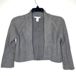 White House Black Market Gray Sparkle Cropped Cardigan Sweater, Size XS